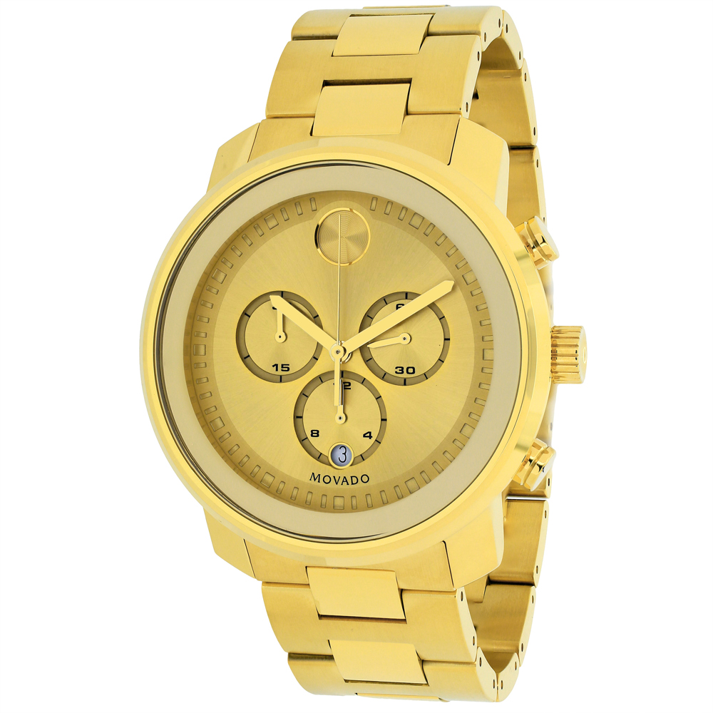 Movado Bold 44mm Gold Tone Dial Quartz Men's Watch 3600278