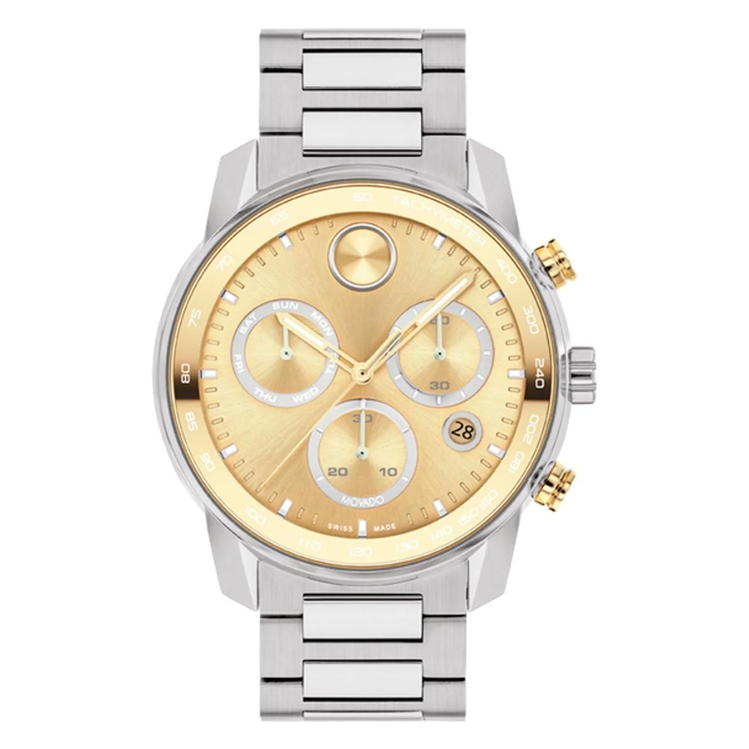 Movado Verso 44mm Gold Dial Quartz Men's Watch 3600907