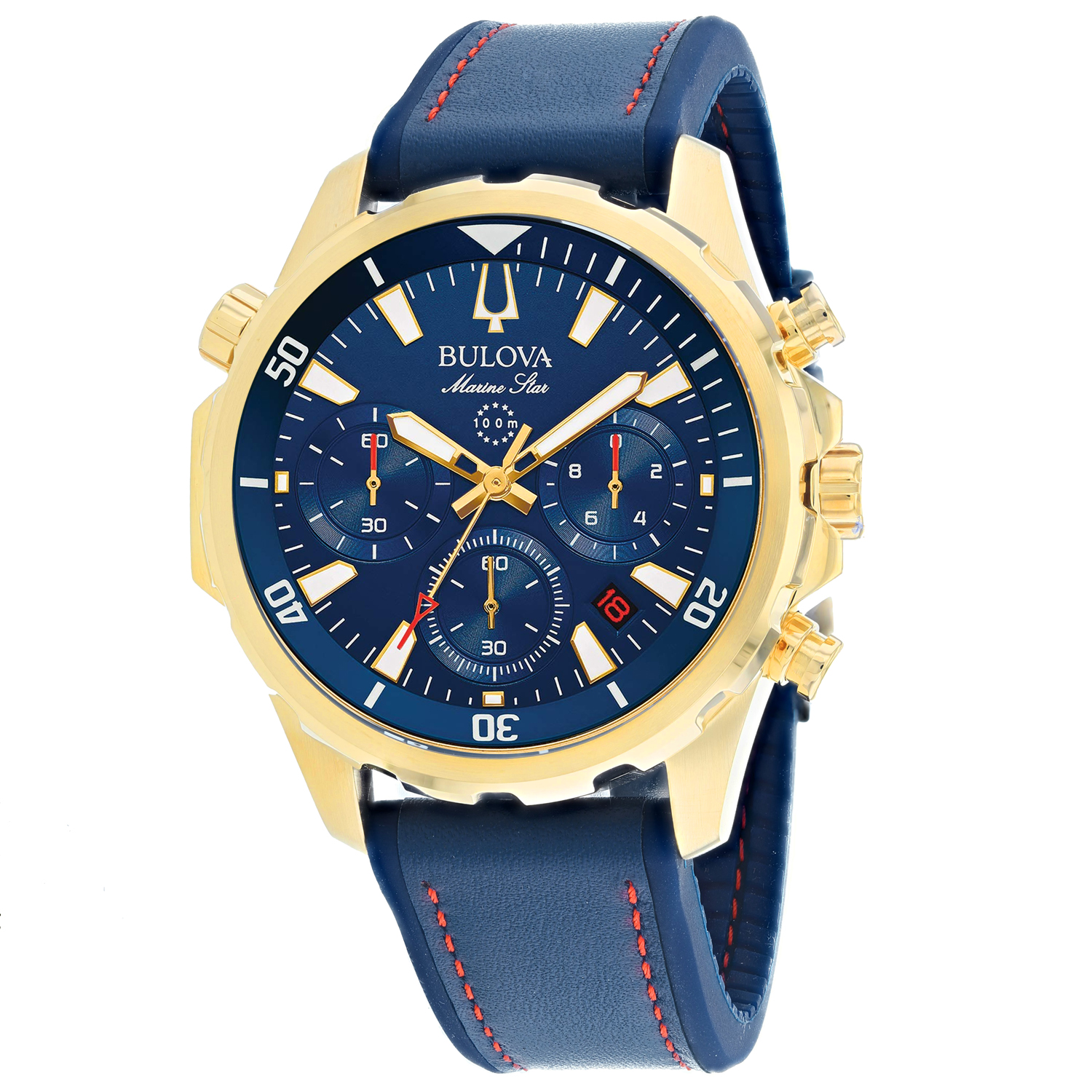 Bulova Marine Star 44mm Blue Dial Quartz Men's Watch 97B168