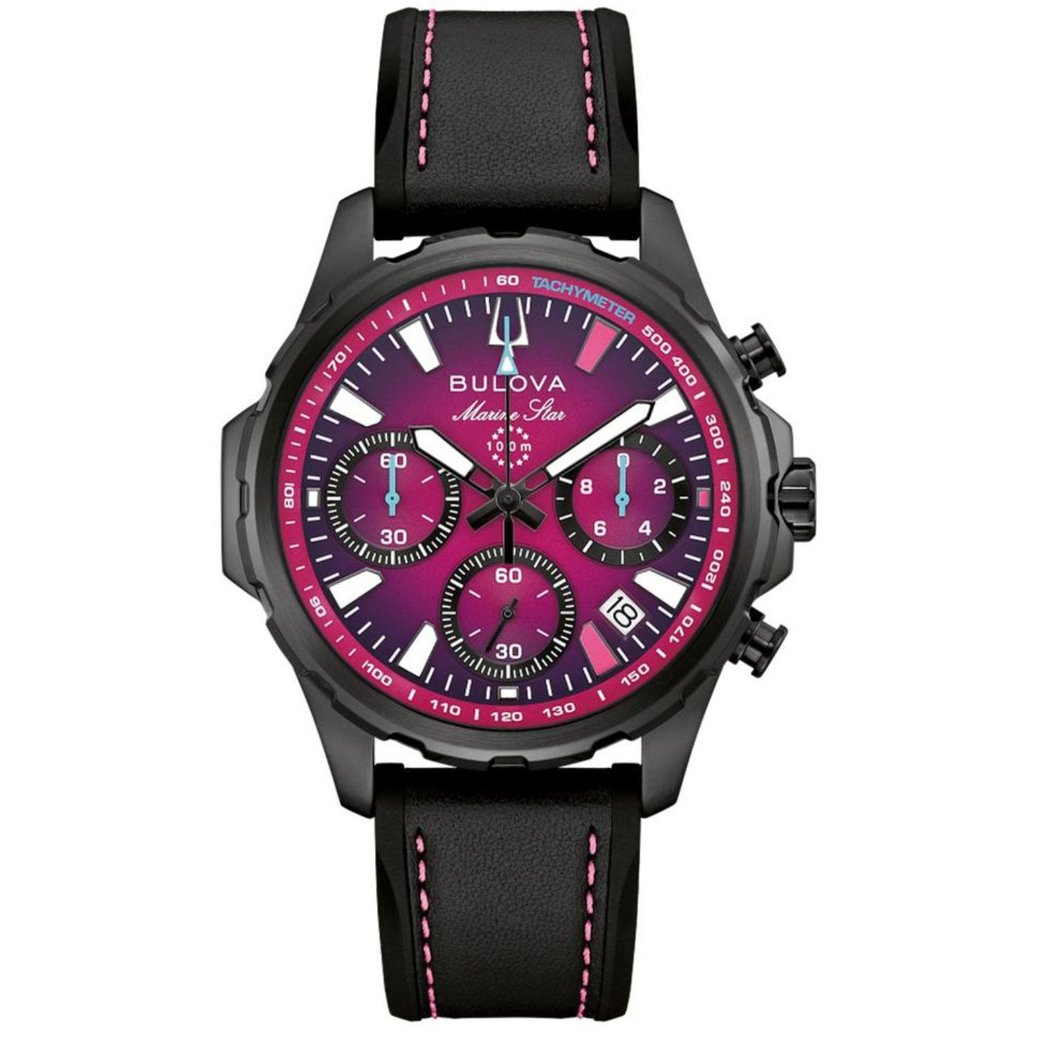 Bulova Marine Star 41mm Purple Dial Quartz Men's Watch 98B476