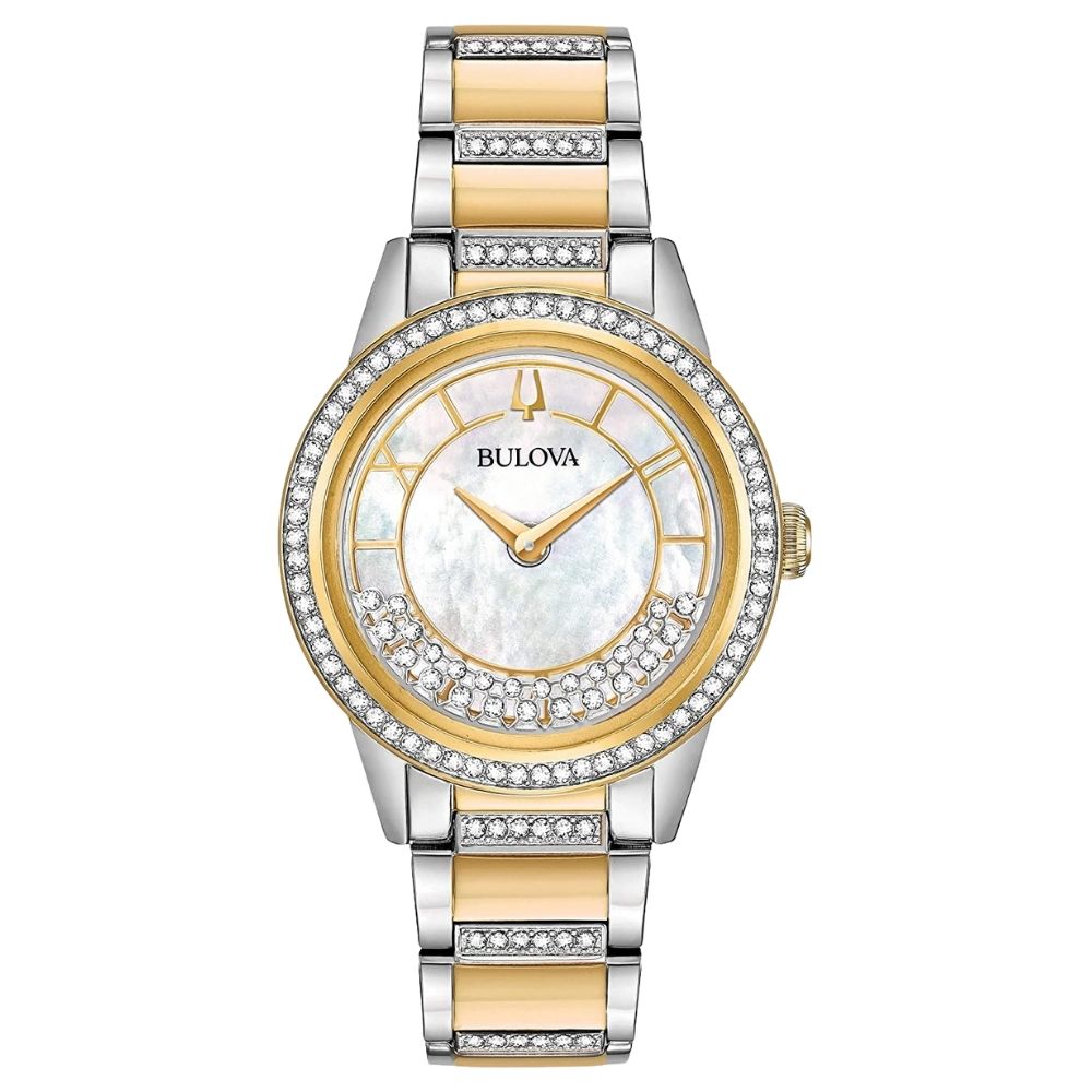 Bulova Crystal 32mm Mother Of Pearl Dial Quartz Women's Watch 98L245