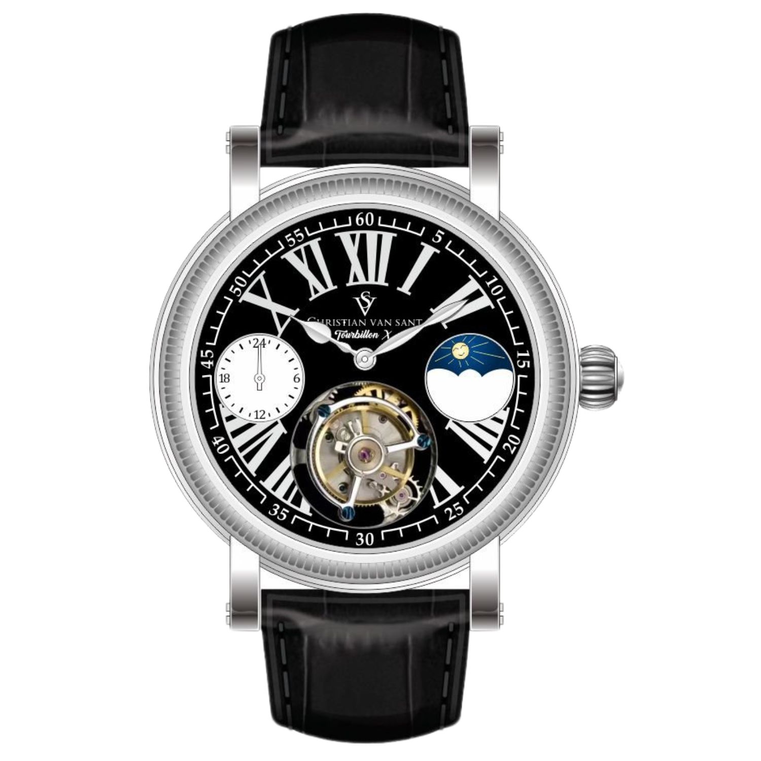 Christian Van Sant Tourbillon X Limited Edition 45mm Black Dial Automatic Men's Watch CV0998