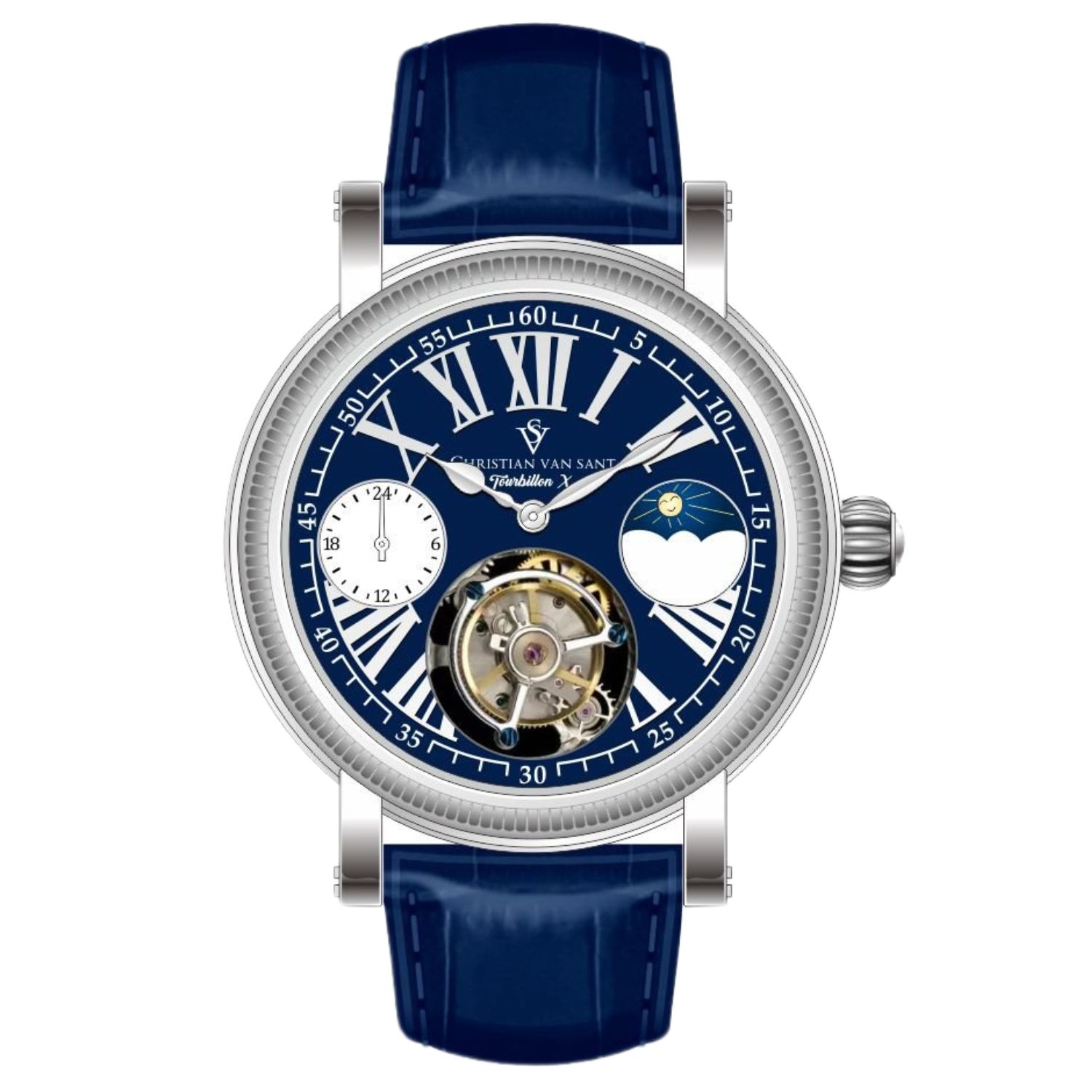 Christian Van Sant Tourbillon X Limited Edition 45mm Blue Dial Automatic Men's Watch CV0999