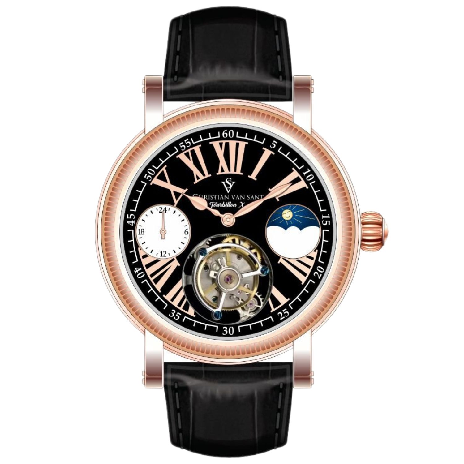 Christian Van Sant Tourbillon X Limited Edition 45mm Black Dial Automatic Men's Watch CV1000
