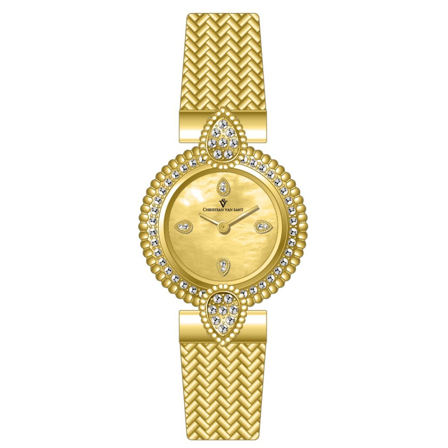 Christian Van Sant Valor 23mm Gold Dial Quartz Women's Watch CV1271