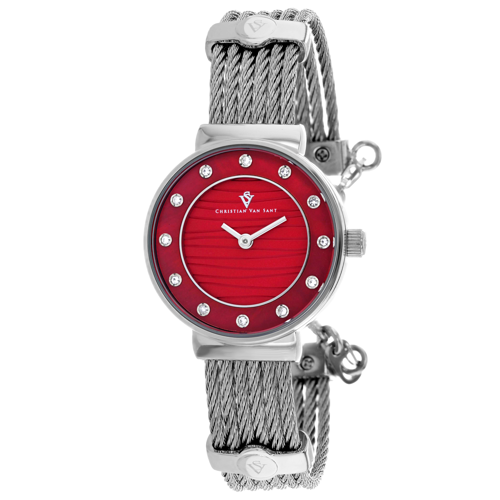 Christian Van Sant Cavo 28mm Red Dial Quartz Women's Watch CV1294