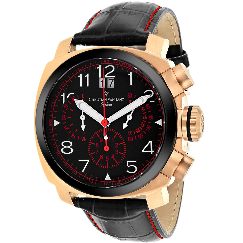 Christian Van Sant Grand Python 50mm Black Dial Swiss Parts Quartz Men's Watch CV3AU8