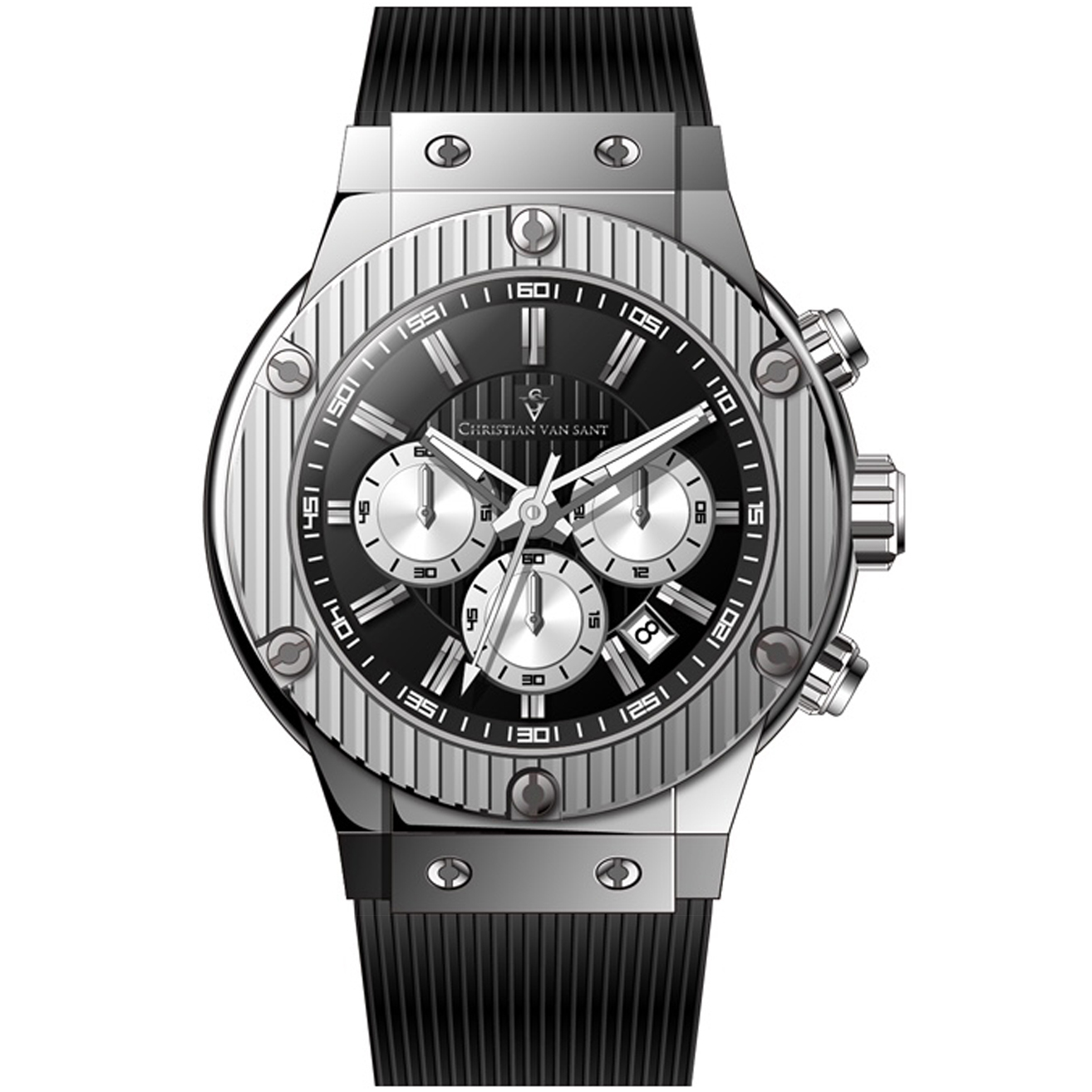 Christian Van Sant Monarchy 46mm Black Dial Quartz Men's Watch CV8141