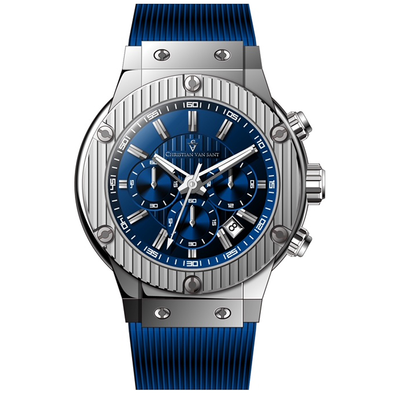 Christian Van Sant Monarchy 46mm Blue Dial Quartz Men's Watch CV8142