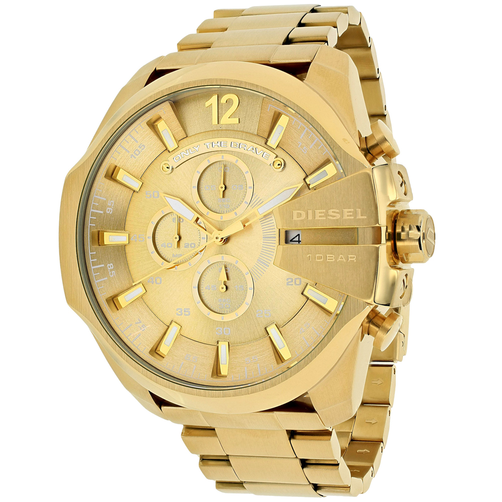 Diesel Mega Chief 54mm Gold Tone Dial Quartz Men's Watch DZ4360