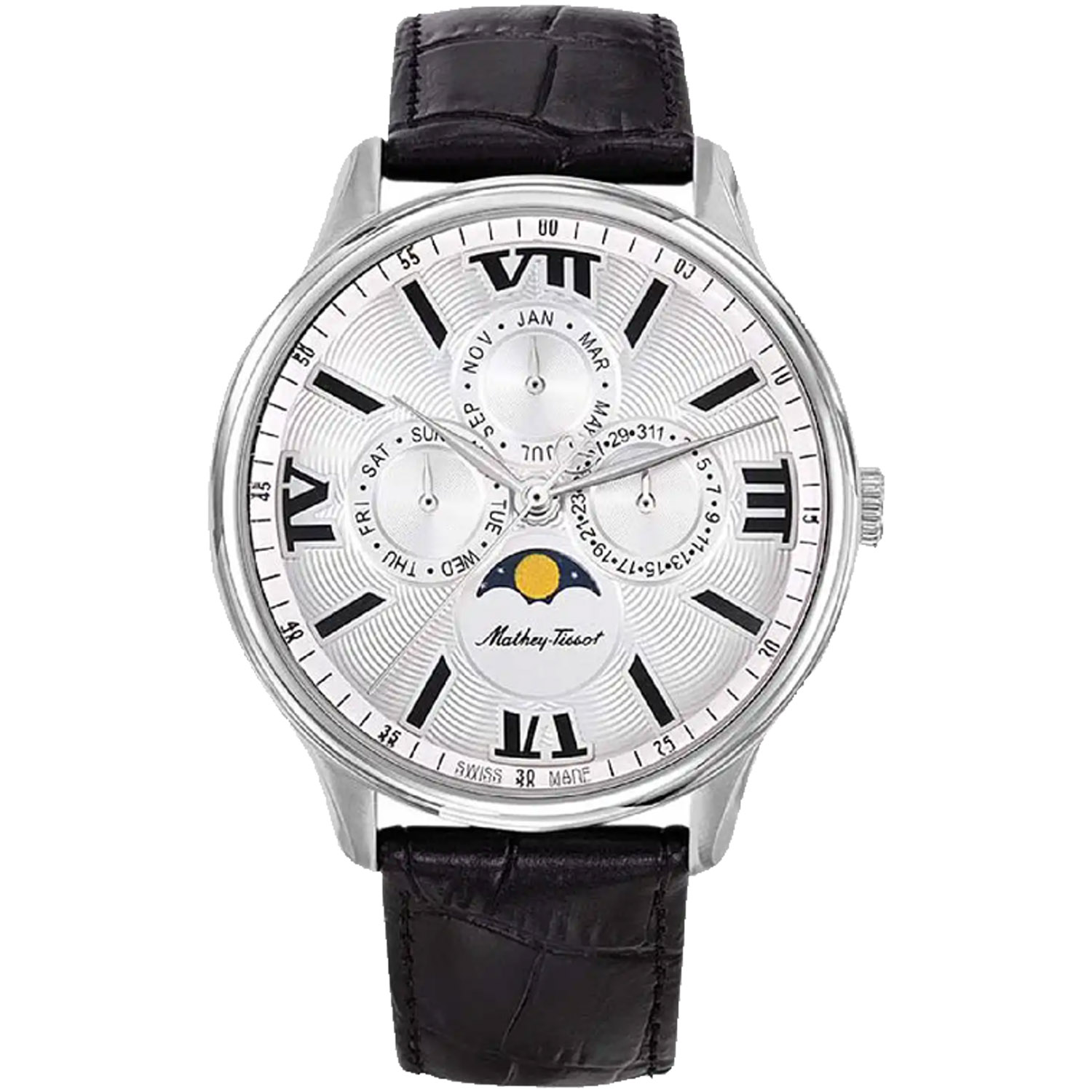 Mathey-Tissot Edmond Moon Phase 42mm Silver Dial Quartz Men's Watch H1886RAI