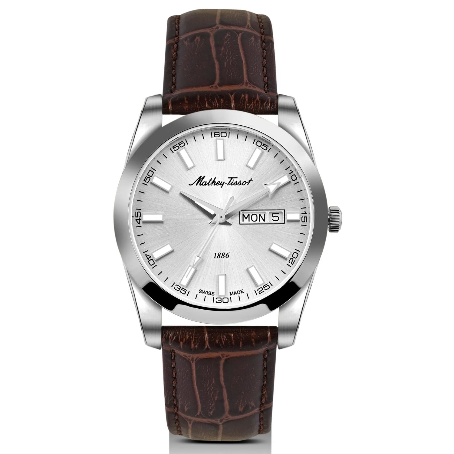 Mathey-Tissot Mathy I Day-Date 40mm Silver Dial Quartz Men's Watch H453ALS