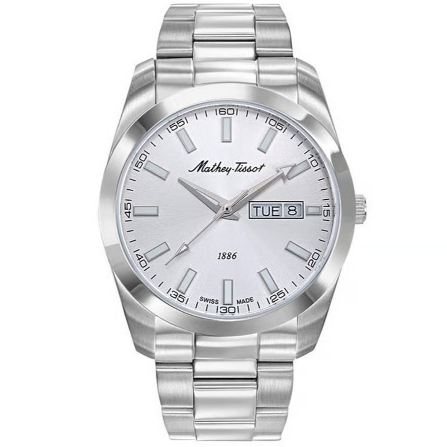 Mathey-Tissot Mathy I Day-Date 40mm Silver Dial Quartz Men's Watch H453AS