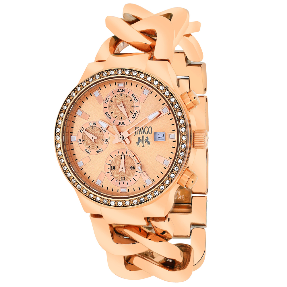 Jivago Levley 33mm Rose Gold Dial Swiss Parts Quartz Women's Watch JV1247
