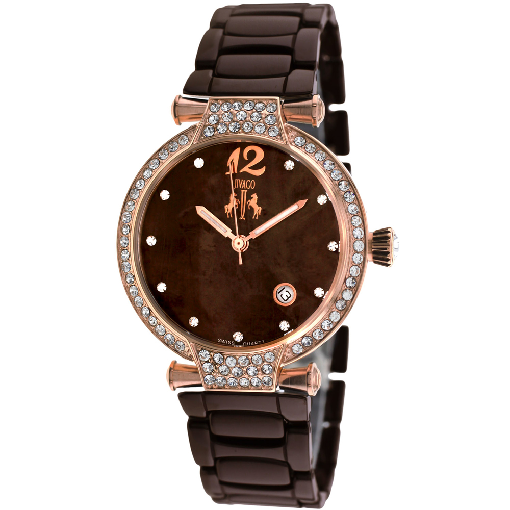 Jivago Bijoux 36mm Brown MOP Dial Swiss Parts Quartz Women's Watch JV2212