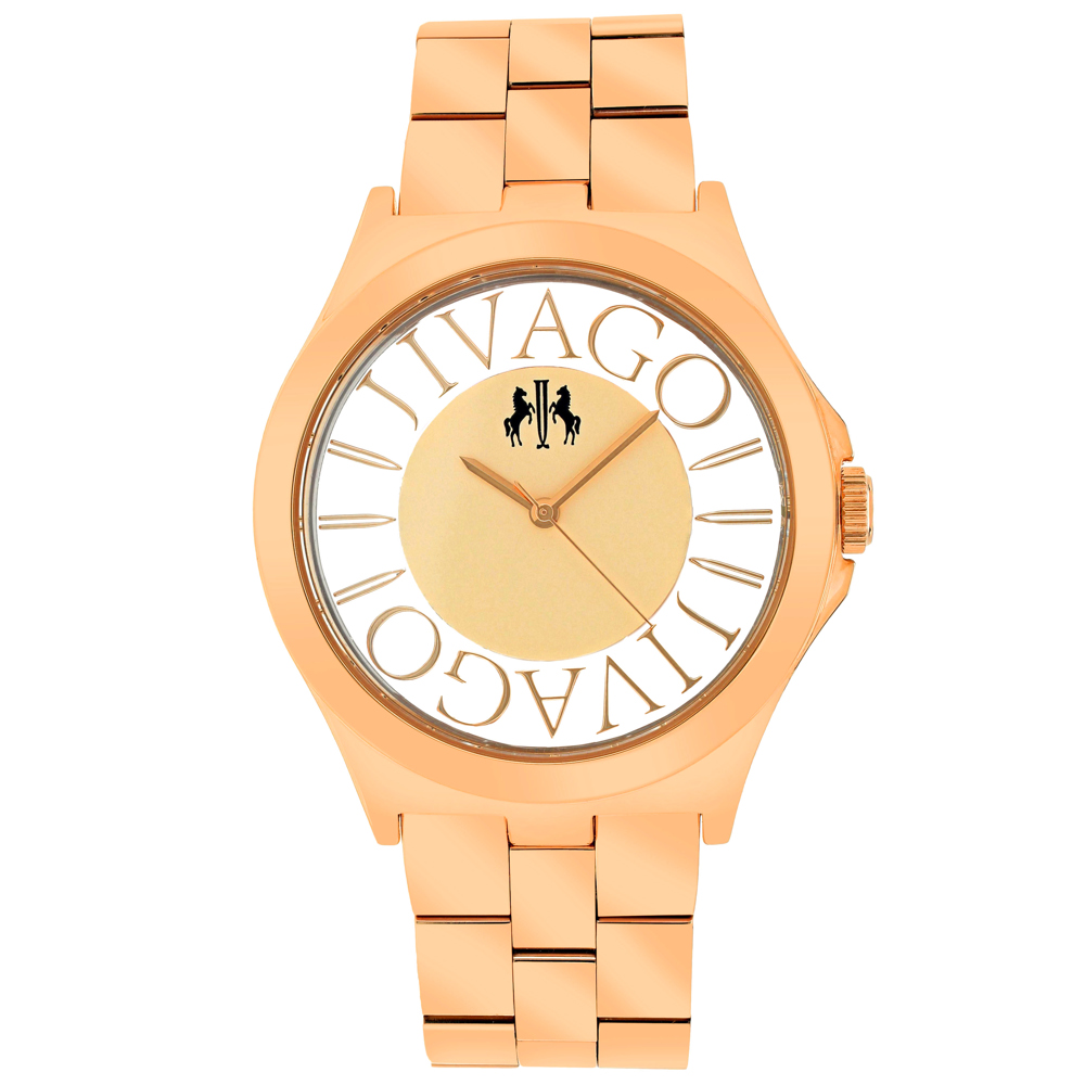 Jivago Fun 40mm Rose Gold Dial Swiss Parts Quartz Women's Watch JV8411