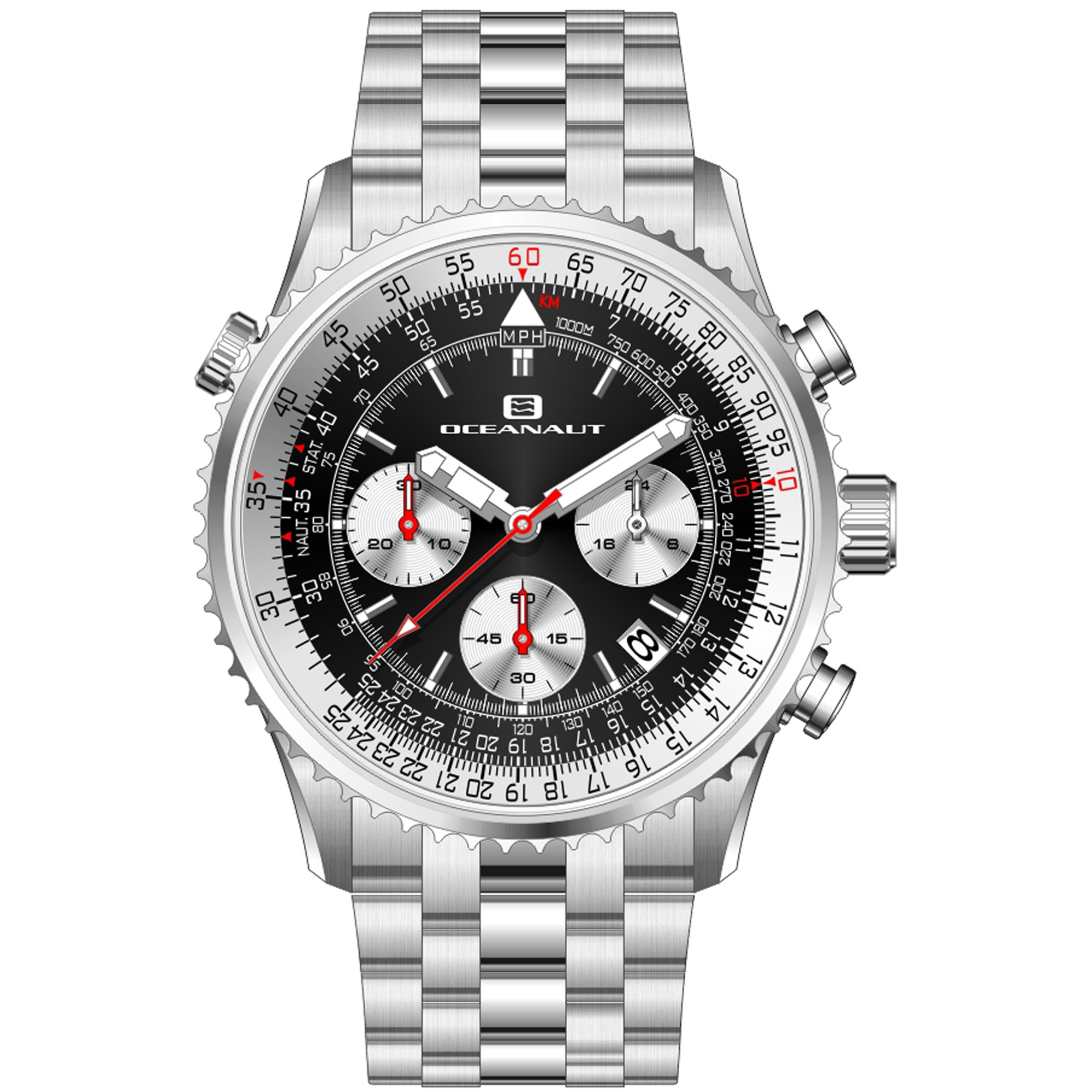 Oceanaut Flight 46mm Black Dial Quartz Men's Watch OC0120