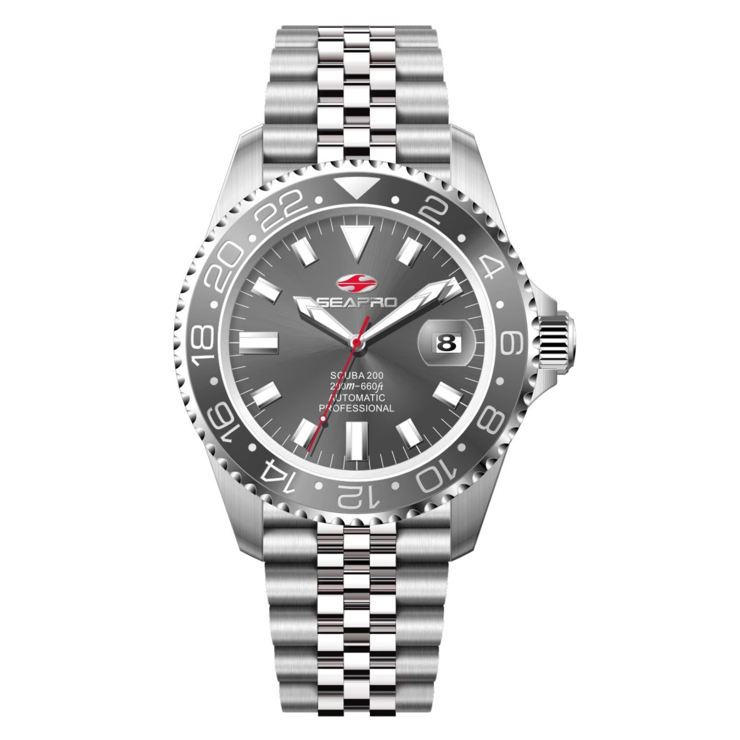 Seapro Grand Meridian 43mm Grey Dial Quartz Men's Watch SP4332