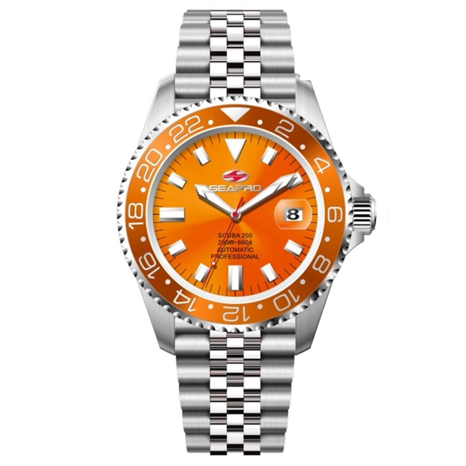 Seapro Grand Meridian 43mm Orange Dial Quartz Men's Watch SP4333