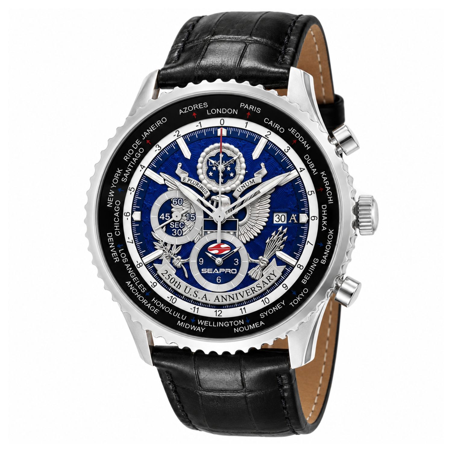 Seapro 250th Anniversary Meridian Limited Edition Timepiece 45mm Blue Dial Quartz Men's Watch SP7130L