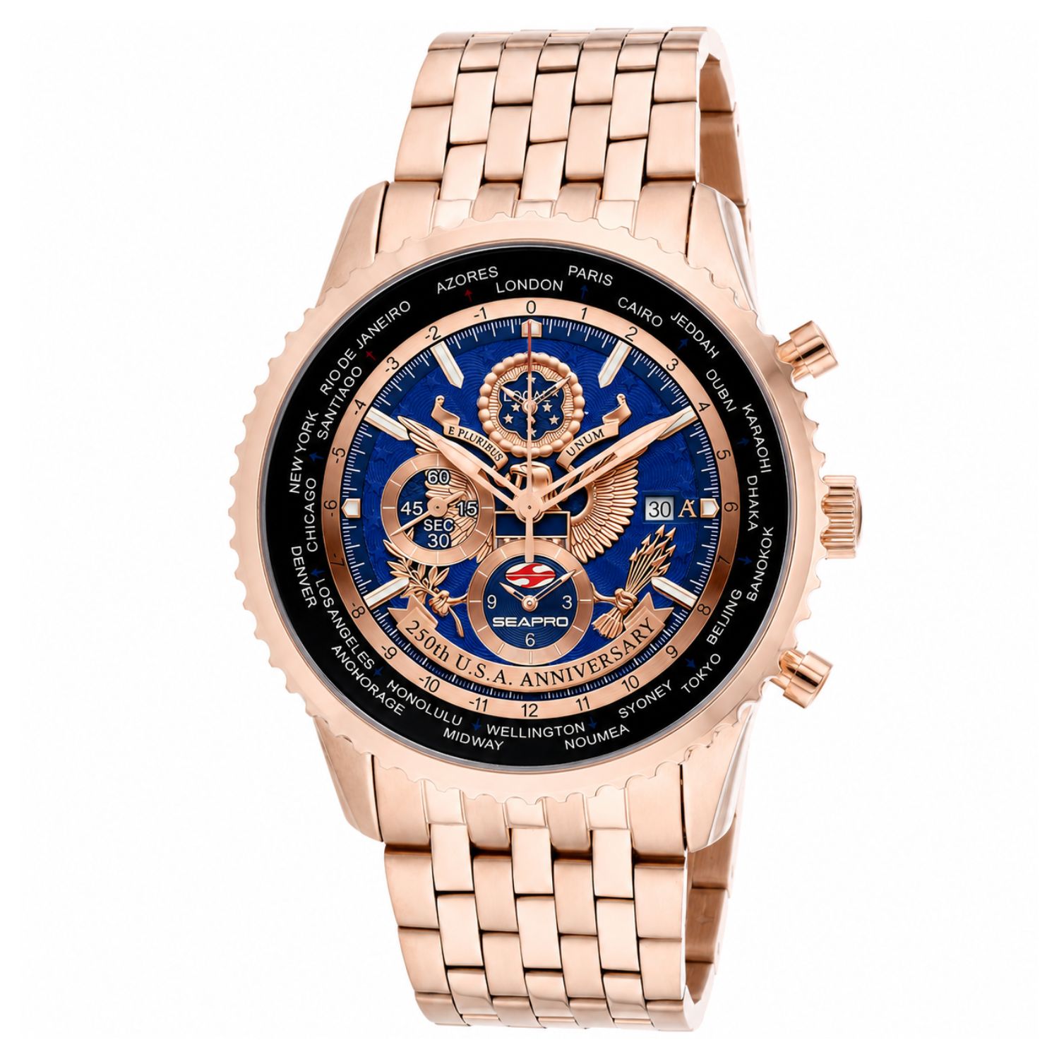Seapro 250th Anniversary Meridian Limited Edition Timepiece 45mm Blue Dial Quartz Men's Watch SP7321L