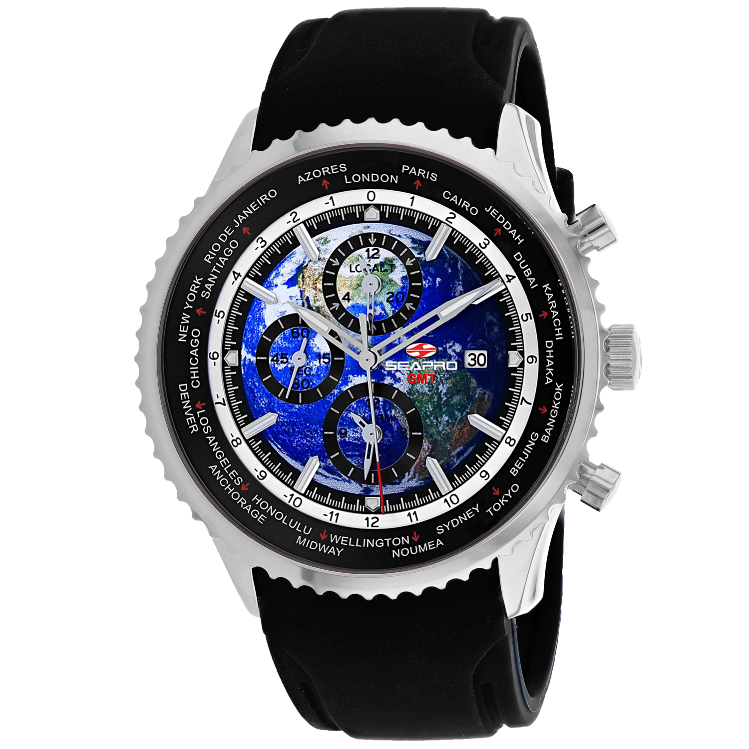 Seapro Meridian World Timer GMT 47mm Blue Dial Quartz Men's Watch SP7520