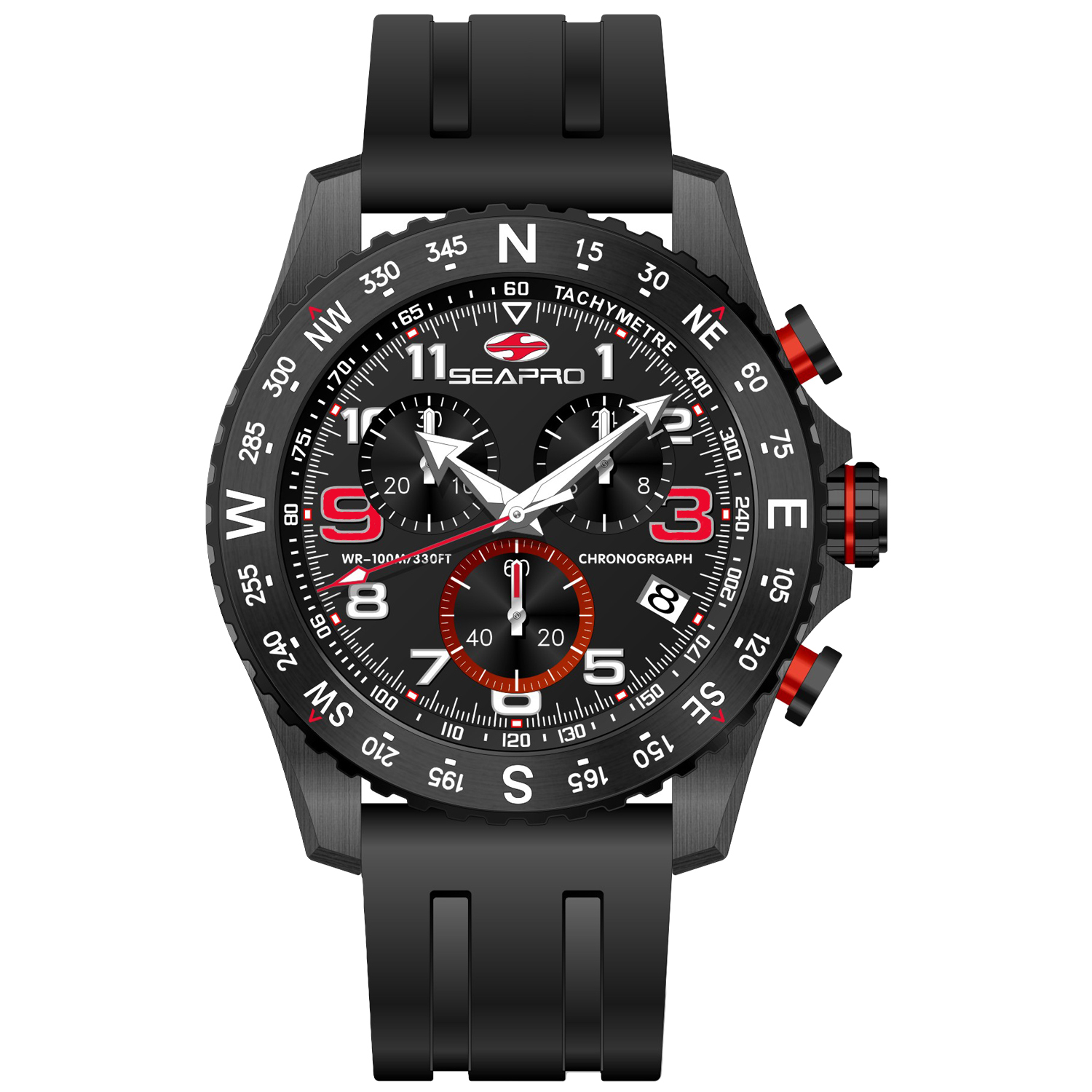 Seapro Gallantry 44mm Black Dial Quartz Men's Watch SP9730