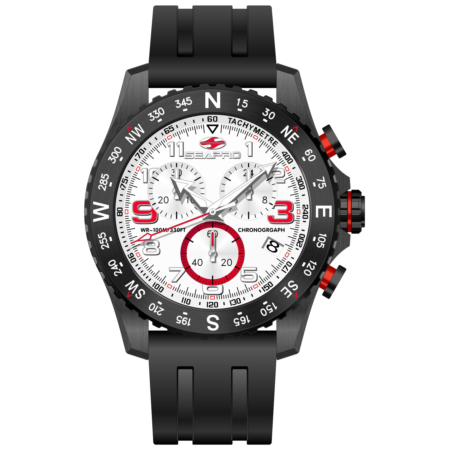 Seapro Gallantry 44mm White Dial Quartz Men's Watch SP9731
