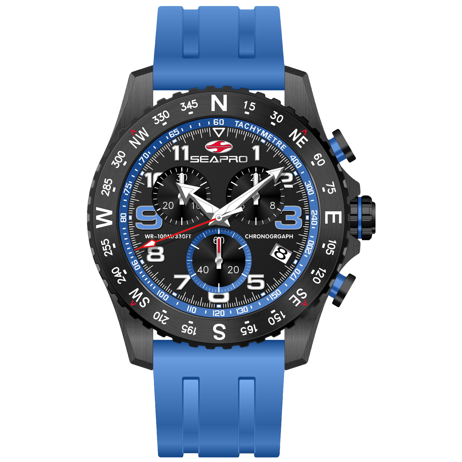 Seapro Gallantry 44mm Black Dial Quartz Men's Watch SP9735