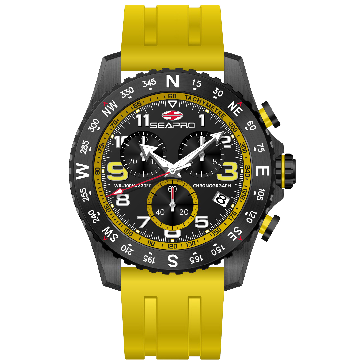 Seapro Gallantry 44mm Black Dial Quartz Men's Watch SP9737